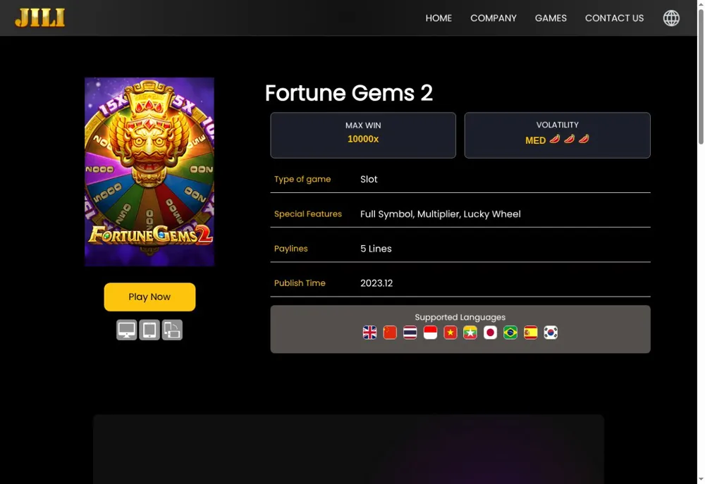 Fortune Gems 2-প্রদানকারী স্পেসিফিকেশন